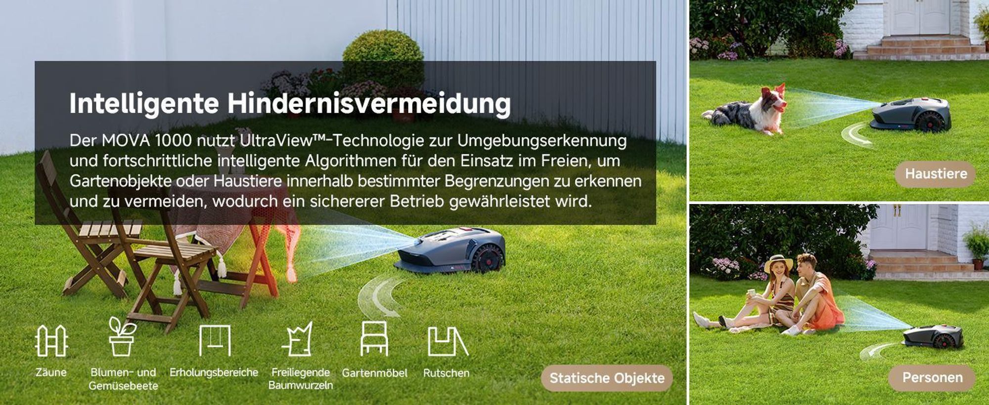 MOVA 1000 Mähroboter + Garage, UltraView, kabellose Einrichtung, bis 1000㎡, präzise Kartierung, smarte Hindernisvermeidung, App-Steuerung – Bild 23