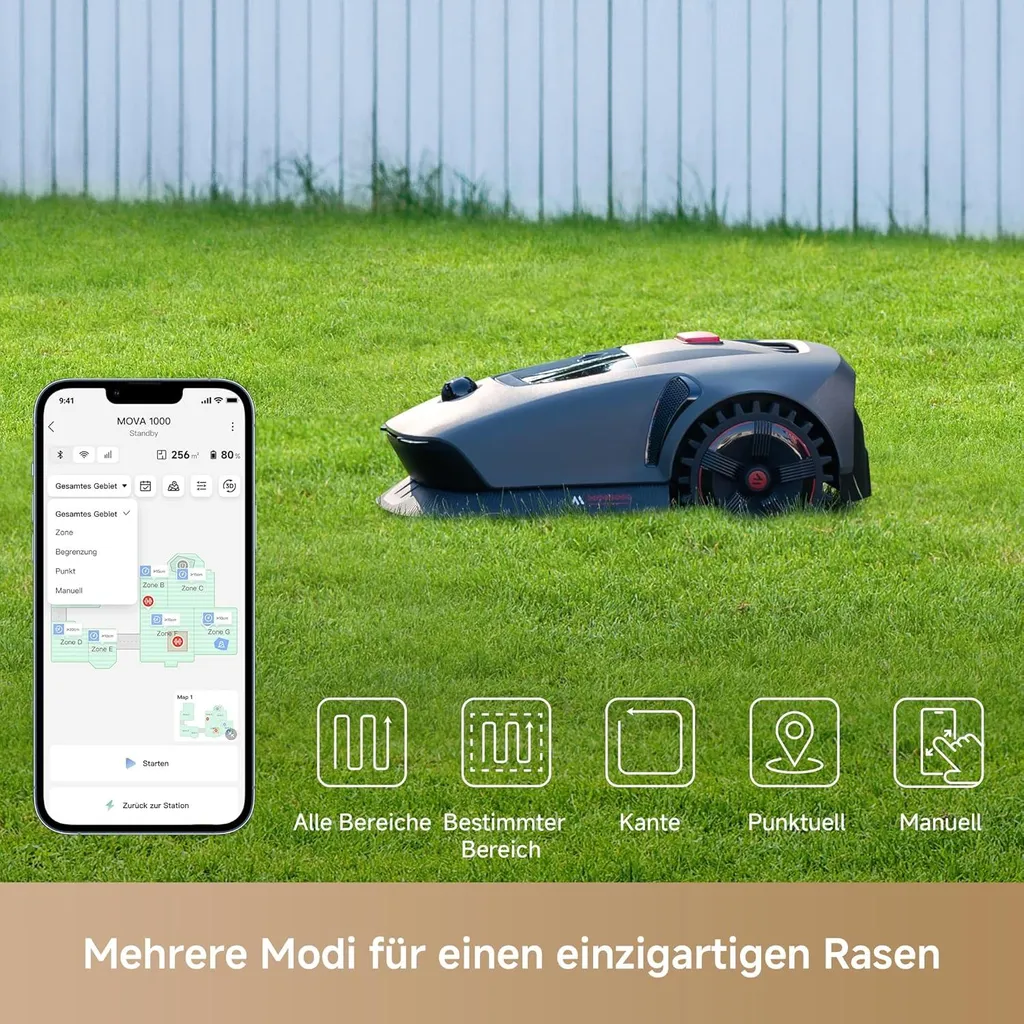 MOVA 1000 Mähroboter + Garage, UltraView, kabellose Einrichtung, bis 1000㎡, präzise Kartierung, smarte Hindernisvermeidung, App-Steuerung – Bild 12