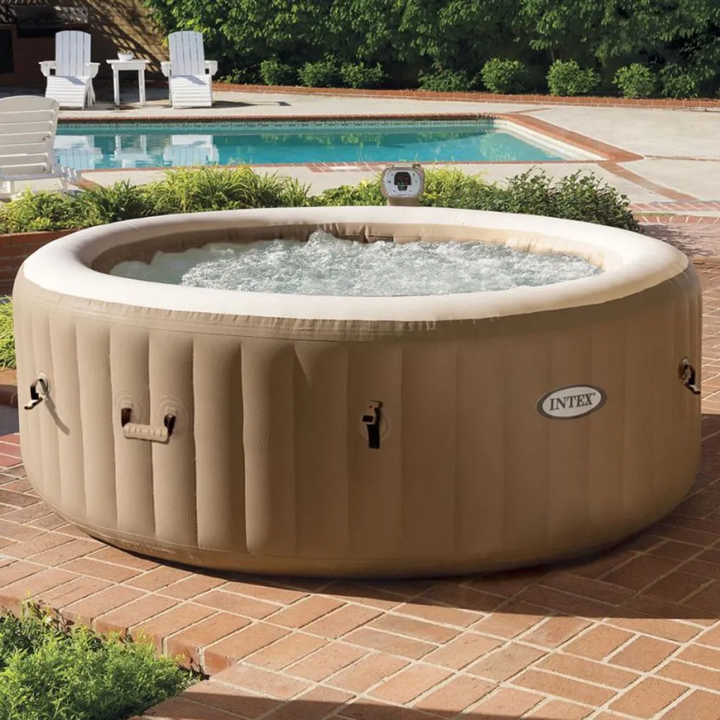 Intex 28408 Pure Spa Bubble Massage aufblasbares rundes Becken 216x 7x 165cm , 6 Personen