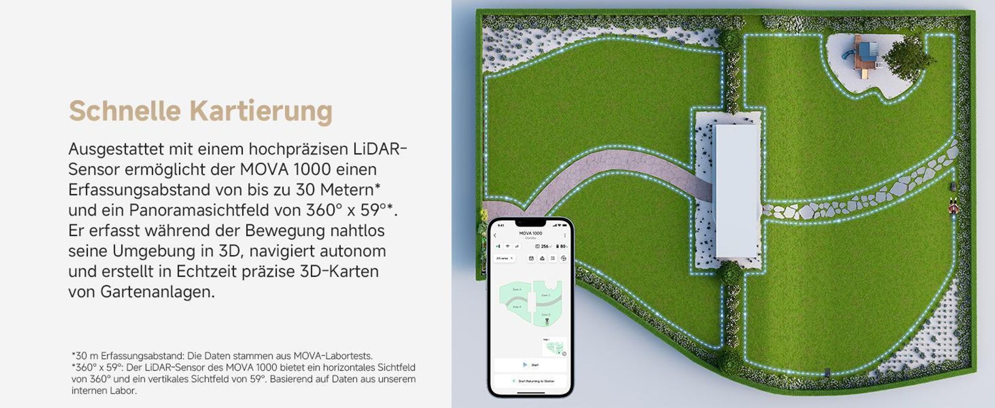 MOVA 1000 Mähroboter + Garage, UltraView, kabellose Einrichtung, bis 1000㎡, präzise Kartierung, smarte Hindernisvermeidung, App-Steuerung – Bild 26