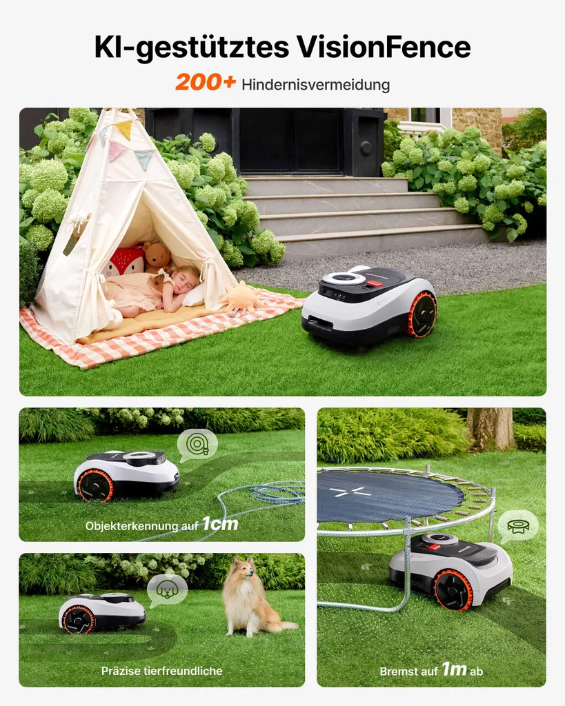 Navimow i220 LiDAR Rasenmäher Roboter für 2000m² mit Garage, Geländereifen für Hänge bis 45% Neigung, LiDAR und Vision Dual System (Getrennt versandt) – Bild 4
