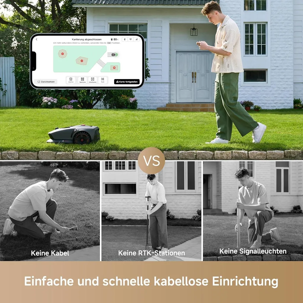 MOVA 1000 Mähroboter + Garage, UltraView, kabellose Einrichtung, bis 1000㎡, präzise Kartierung, smarte Hindernisvermeidung, App-Steuerung – Bild 6