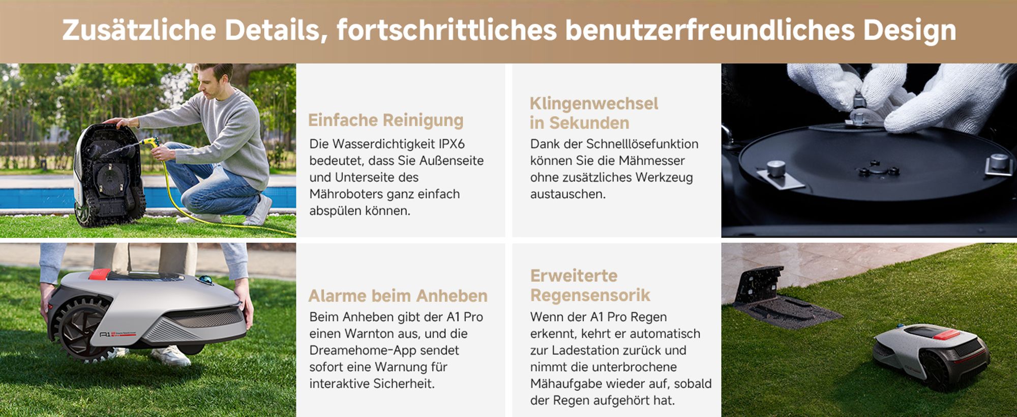 Dreame A1 Pro+Rasenmäher-Garage Combo,Intelligenter Mähroboter,Drahtloser Umfang Mähroboter,App-Steuerung,Intuitive Zonenverwaltung,3D-Erkennung – Bild 6
