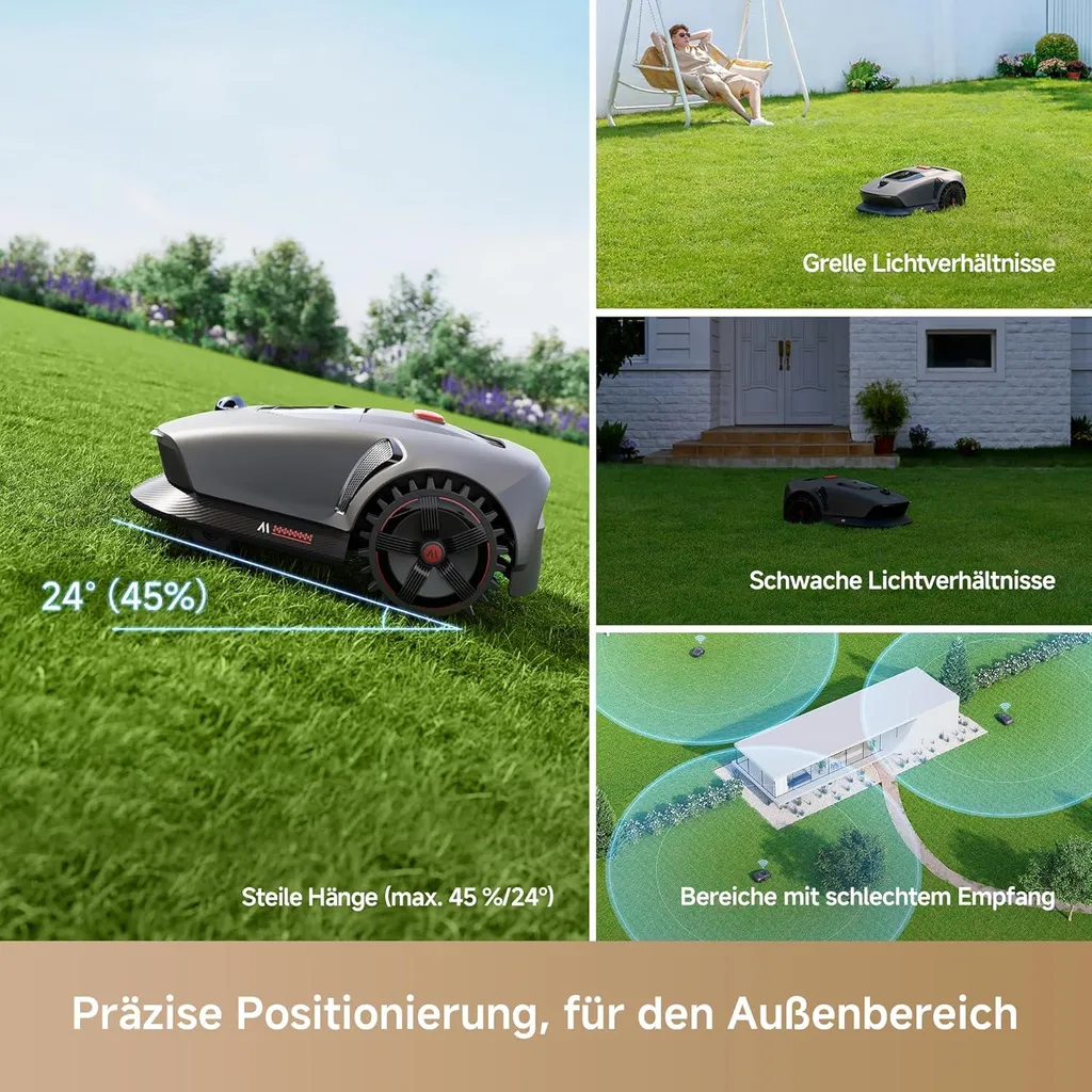 MOVA 1000 Mähroboter + Garage, UltraView, kabellose Einrichtung, bis 1000㎡, präzise Kartierung, smarte Hindernisvermeidung, App-Steuerung – Bild 8