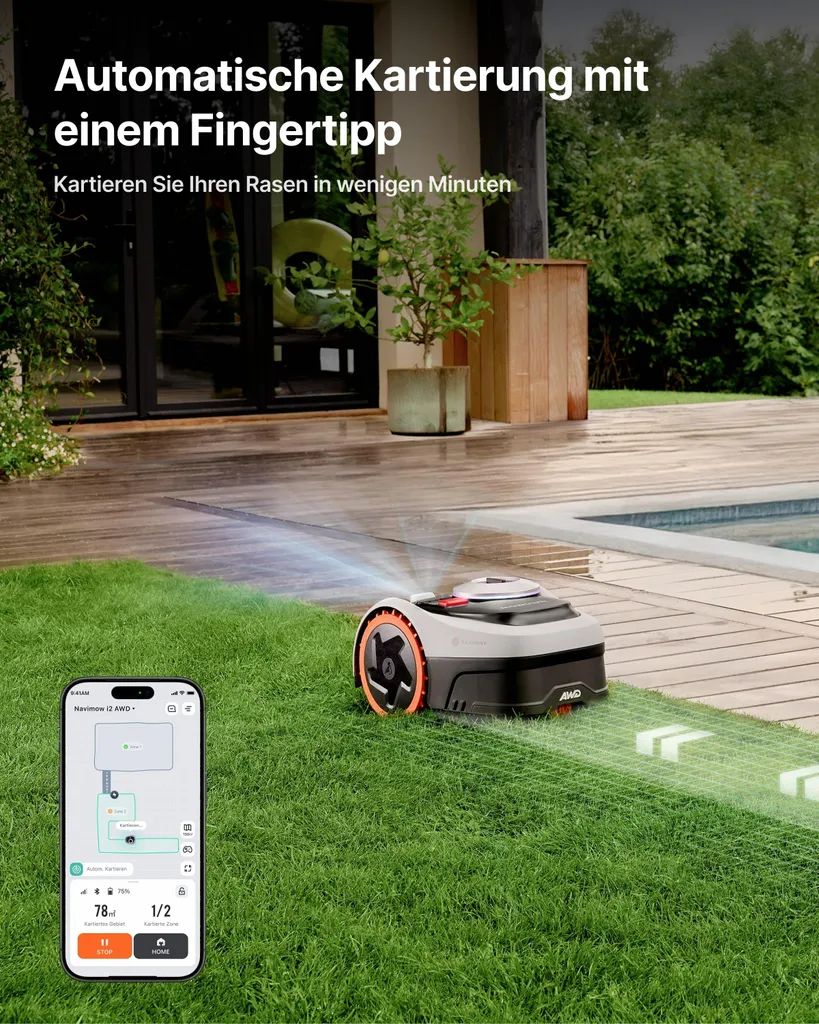Navimow i205 AWD Mähroboter ohne Begrenzungskabel mit Garage S, Allradantrieb für Steigungen bis zu 45 %, EFLS NRTK + Vision(Getrennt versandt werden) – Bild 8