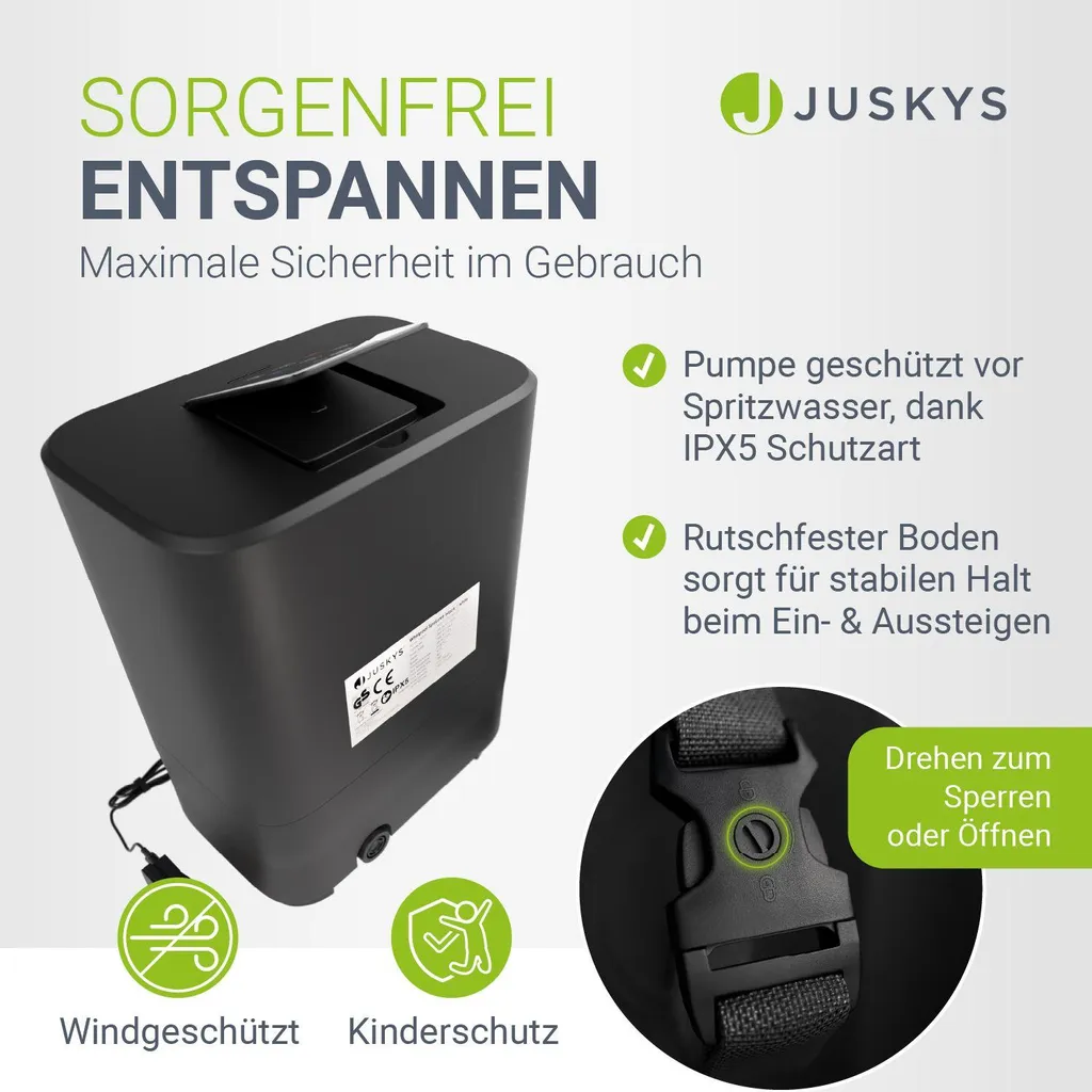 Juskys® Whirlpool SpaLuxe inkl. LED-Beleuchtung Schwarz/Weiß - 3000W, 130 Düsen, aufblasbar – Bild 2