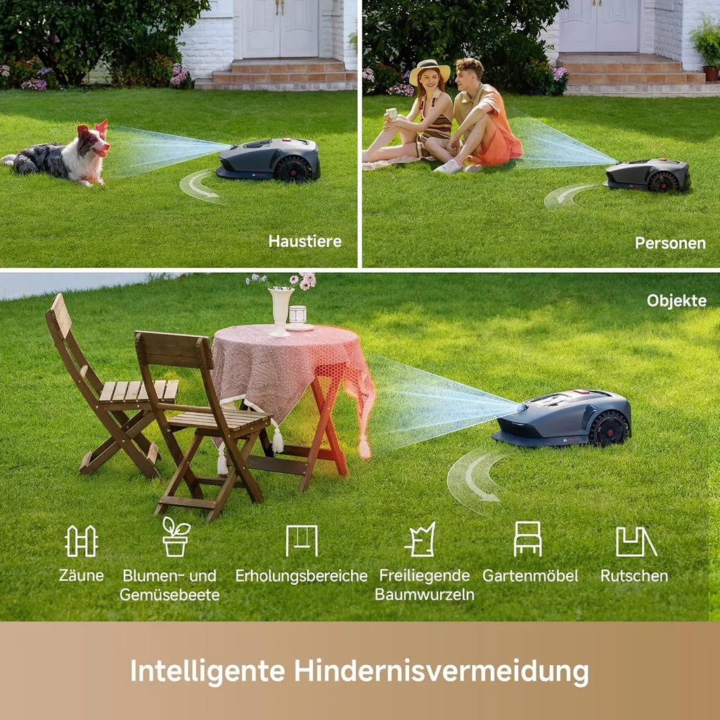 MOVA 1000 Mähroboter + Garage, UltraView, kabellose Einrichtung, bis 1000㎡, präzise Kartierung, smarte Hindernisvermeidung, App-Steuerung – Bild 10