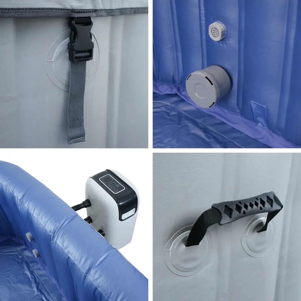 Whirlpool MCW-N97, 5 Personen, In-/Outdoor heizbar aufblasbar Pumpe PVC laminiert, rund Ø 198cm, grau-blau – Bild 3