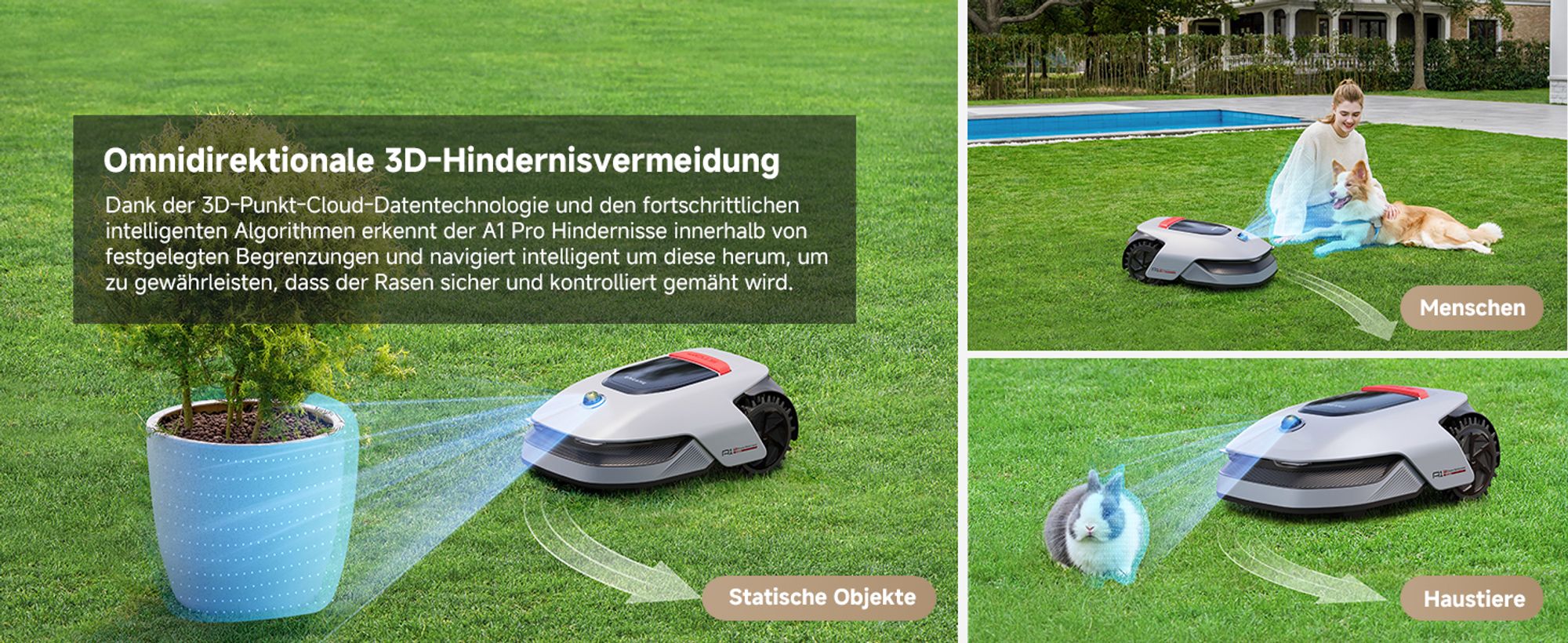 Dreame A1 Pro+Rasenmäher-Garage Combo,Intelligenter Mähroboter,Drahtloser Umfang Mähroboter,App-Steuerung,Intuitive Zonenverwaltung,3D-Erkennung – Bild 5