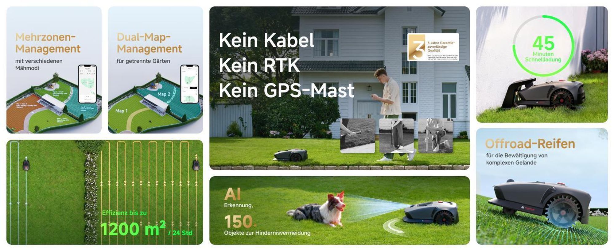 MOVA 1000 Mähroboter + Garage, UltraView, kabellose Einrichtung, bis 1000㎡, präzise Kartierung, smarte Hindernisvermeidung, App-Steuerung – Bild 27