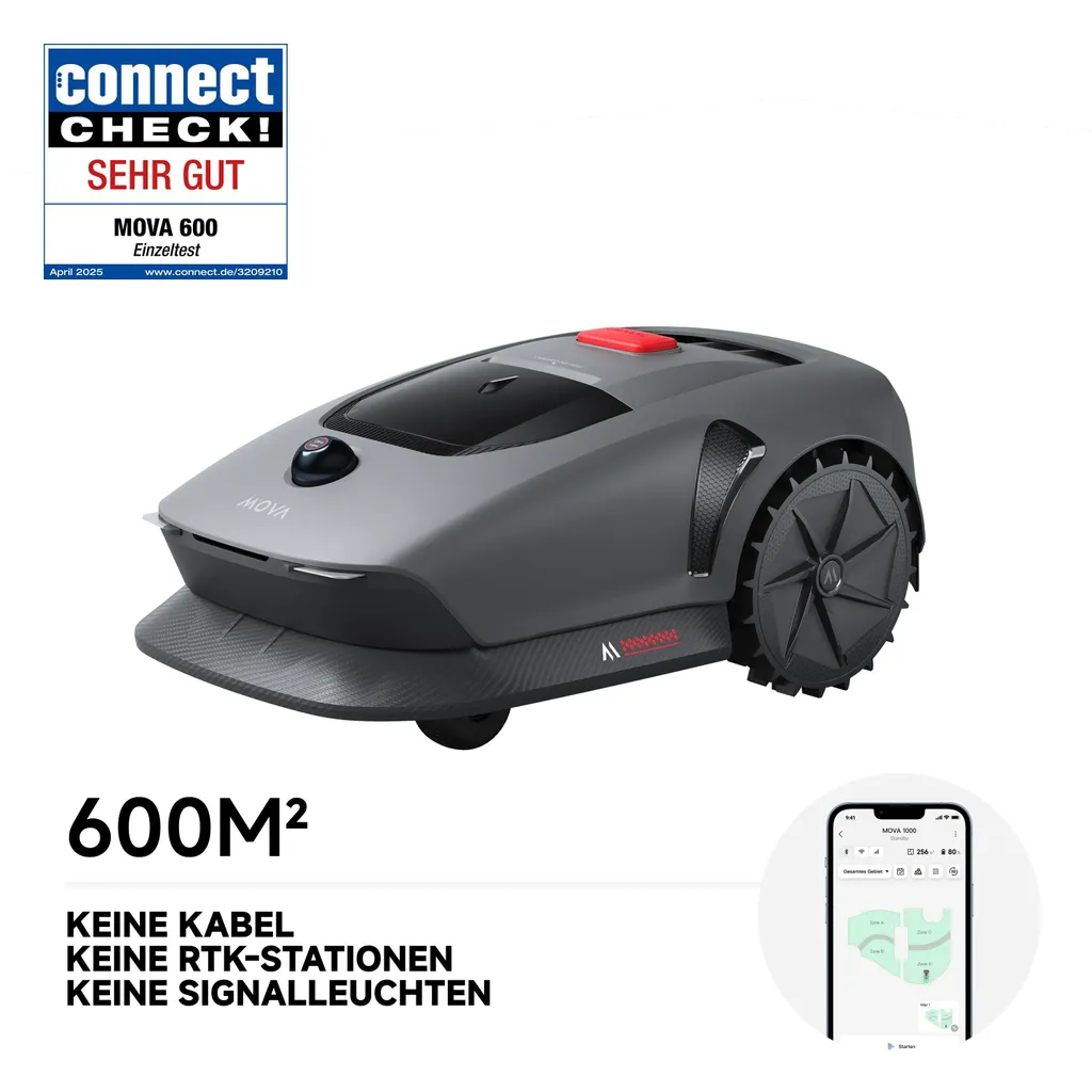 MOVA 600 Kabelloser Mähroboter mit UltraView™ 3D LiDAR, kabellos ohne Begrenzungskabel, Automatische Navigation, bis 600 m² Rasenfläche – Bild 6