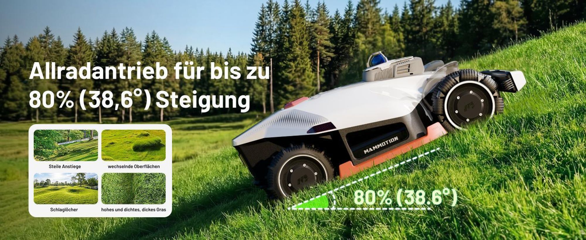 Mähroboter Mammotion LUBA 3 AWD 3000 mit Garage, Waschständer, bis 3000 m², Allradantrieb, 80% Steigung, Auto-Kartierung, 4G-Modul, APP – Bild 17