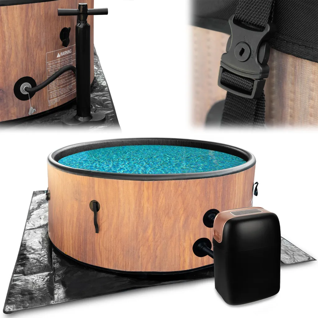 COIL Whirlpool SPA Aufblasbar, Schwimmbad mit Hydromassage, extra dünn, In- & Outdoor, 4 Personen, 150 cm, Tahiti – Bild 6